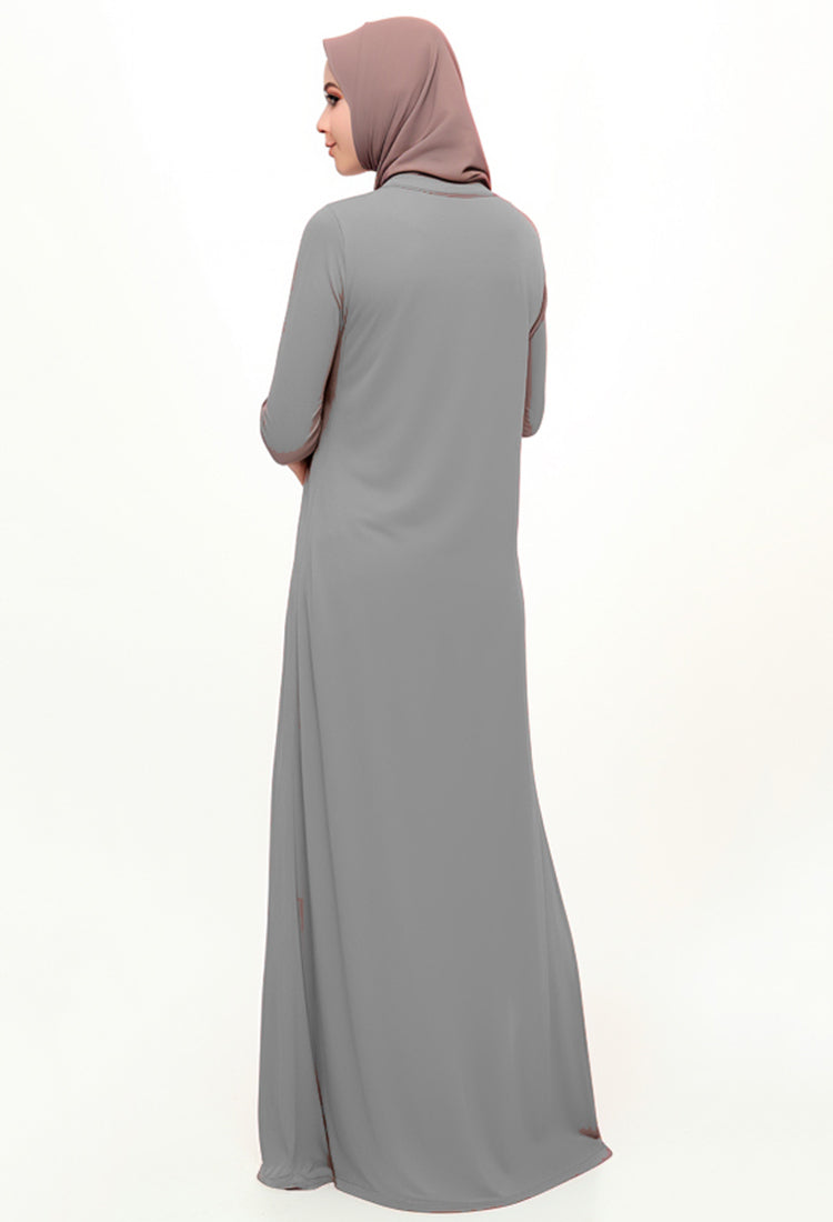 DA016 Inner Dress lengan panjang abu muda daw project