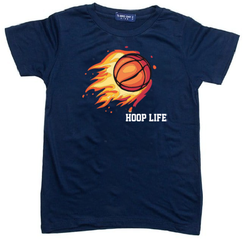 KU051 Kaos Anak Bahan Adem Halus "hoop life" navy