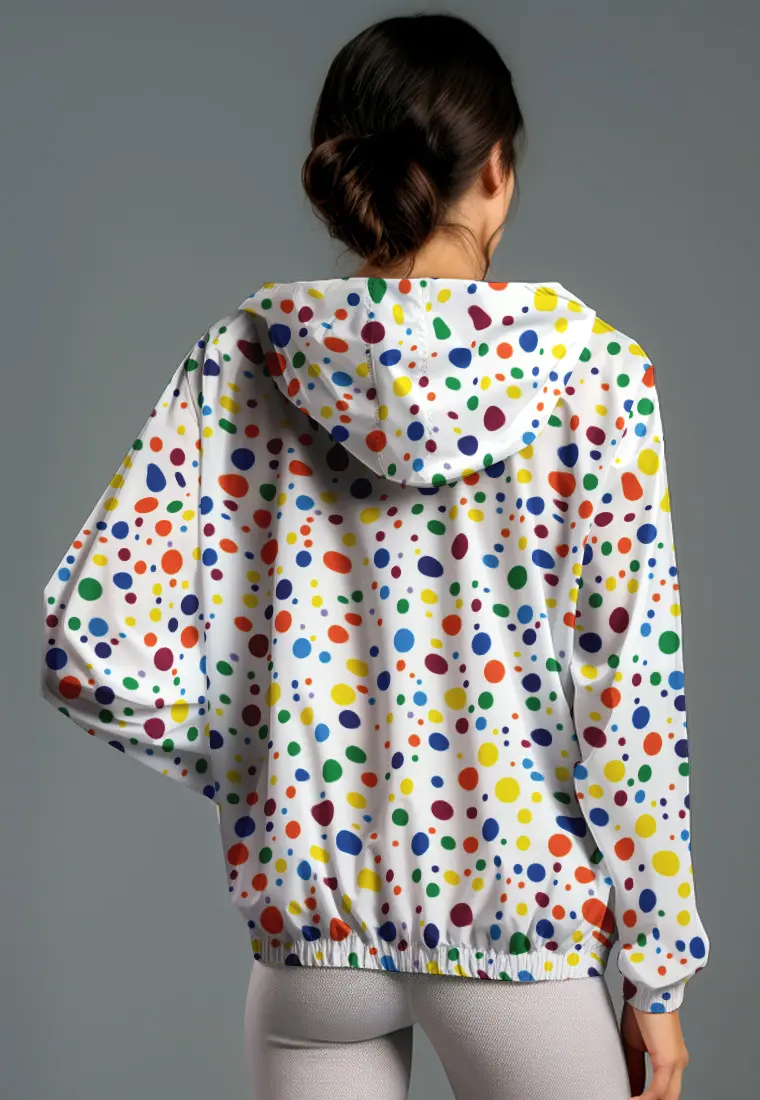 LSD31 Jaket Motif Keren Olahraga Parasut "colorful polkadots" putih multicolor