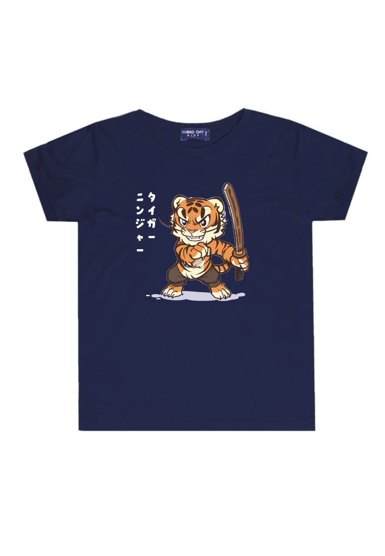 KU028 Kaos Anak Boy Girl Instacool "Tiger Ninja" navy