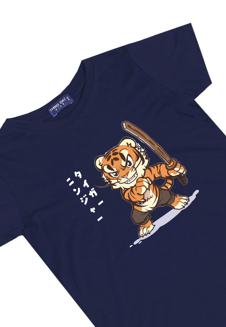 KU028 Kaos Anak Boy Girl Instacool "Tiger Ninja" navy