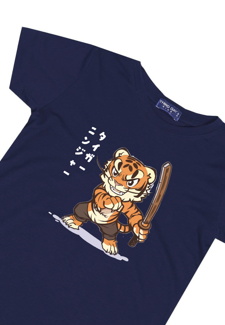 KU028 Kaos Anak Boy Girl Instacool "Tiger Ninja" navy