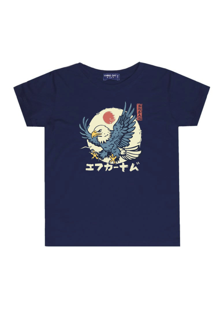 KU029 Kaos Anak Boy girl Instacool "japanese eagle" navy