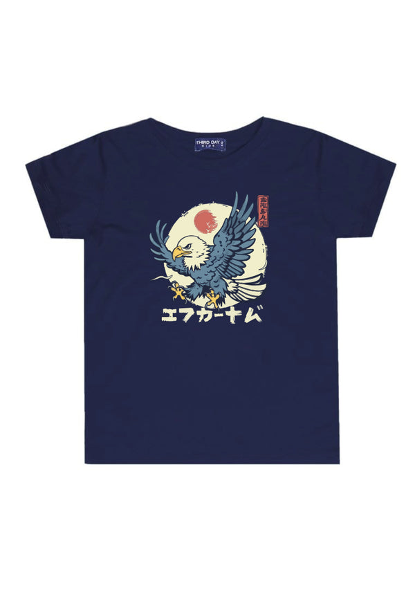 KU029 Kaos Anak Boy girl Instacool "japanese eagle" navy