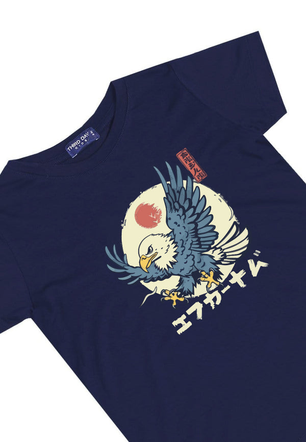 KU029 Kaos Anak Boy girl Instacool "japanese eagle" navy