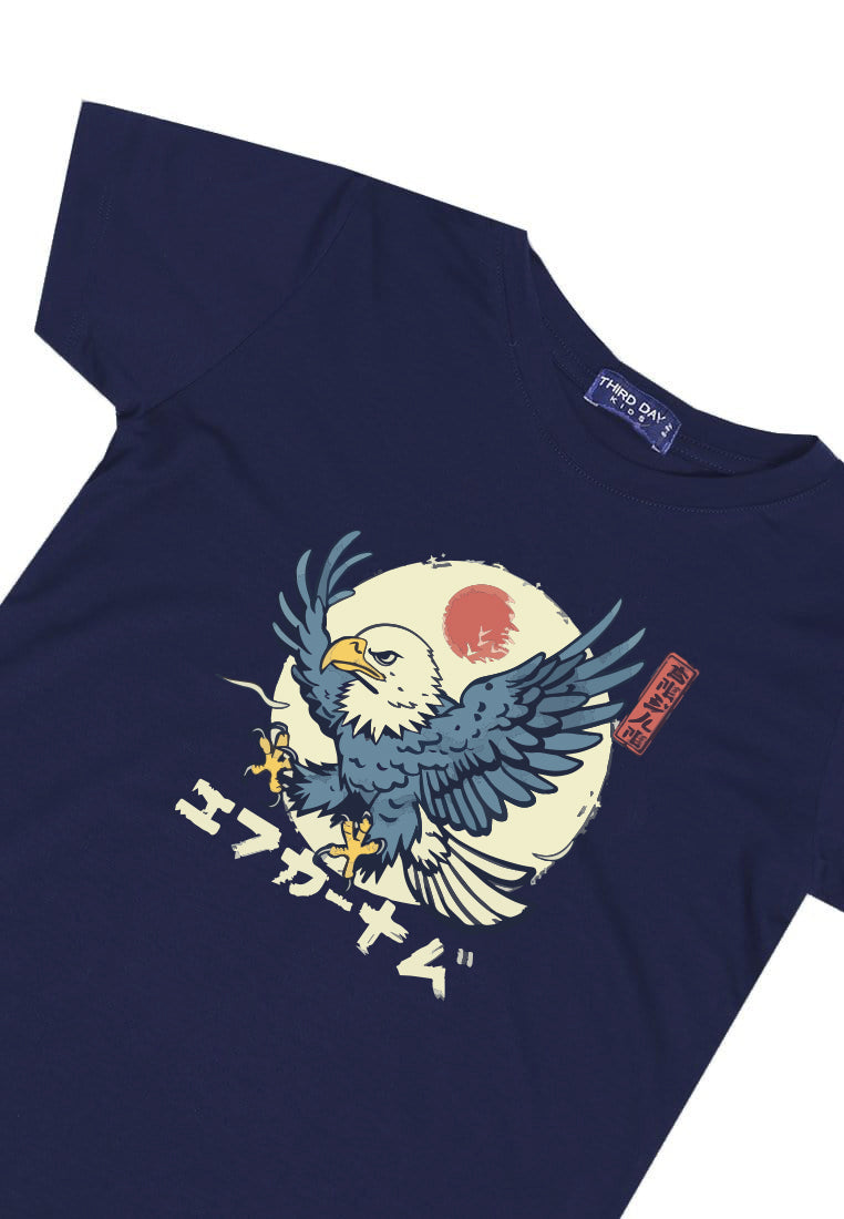 KU029 Kaos Anak Boy girl Instacool "japanese eagle" navy