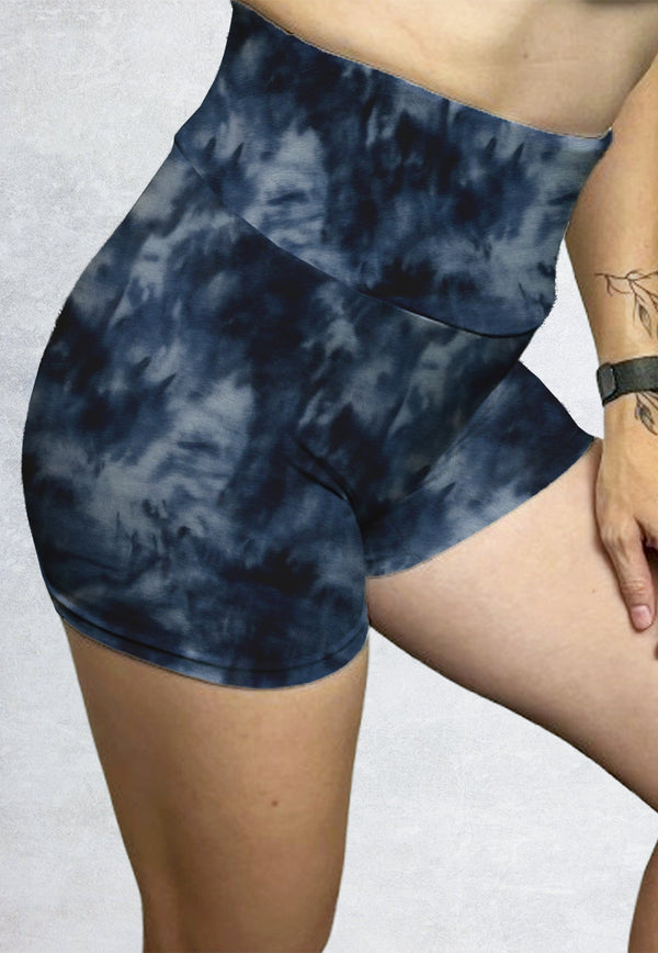 LB104 Booty Legging Gym Bermotif "tie dye navy" High Waist Wrap