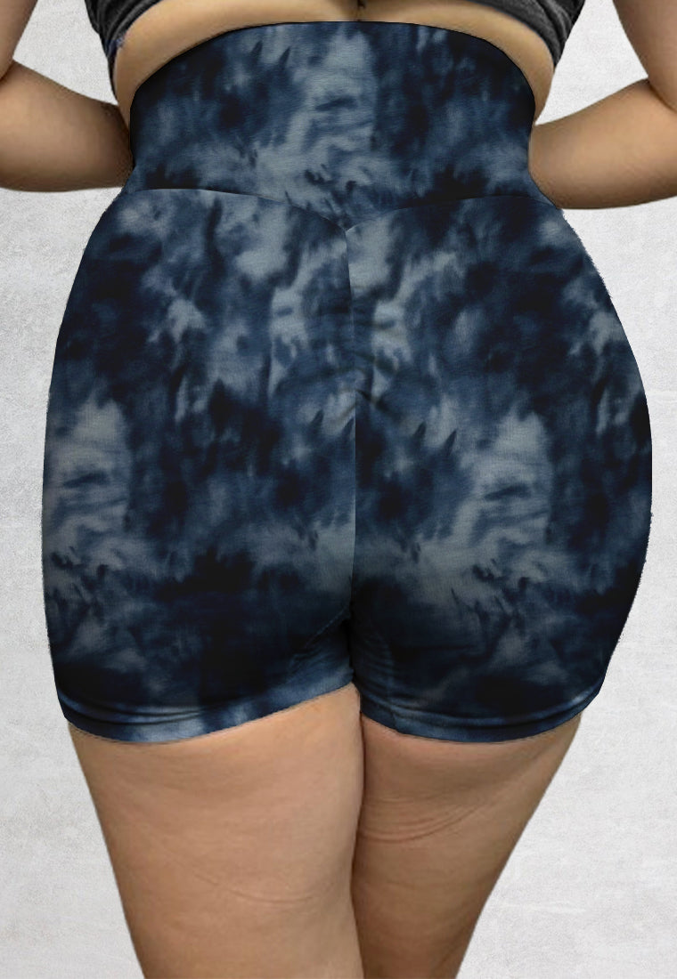 LB104 Booty Legging Gym Bermotif "tie dye navy" High Waist Wrap