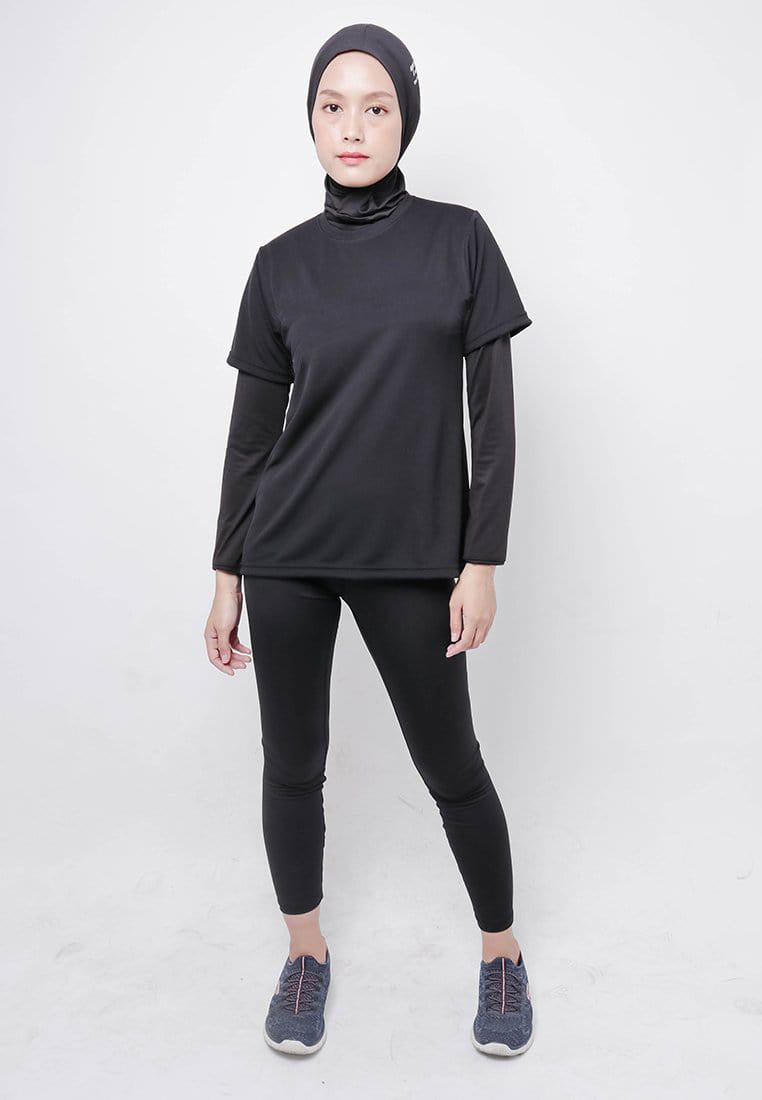 Td Active LSA87 S/S  baju olahraga tangan pendek cewe polos hitam