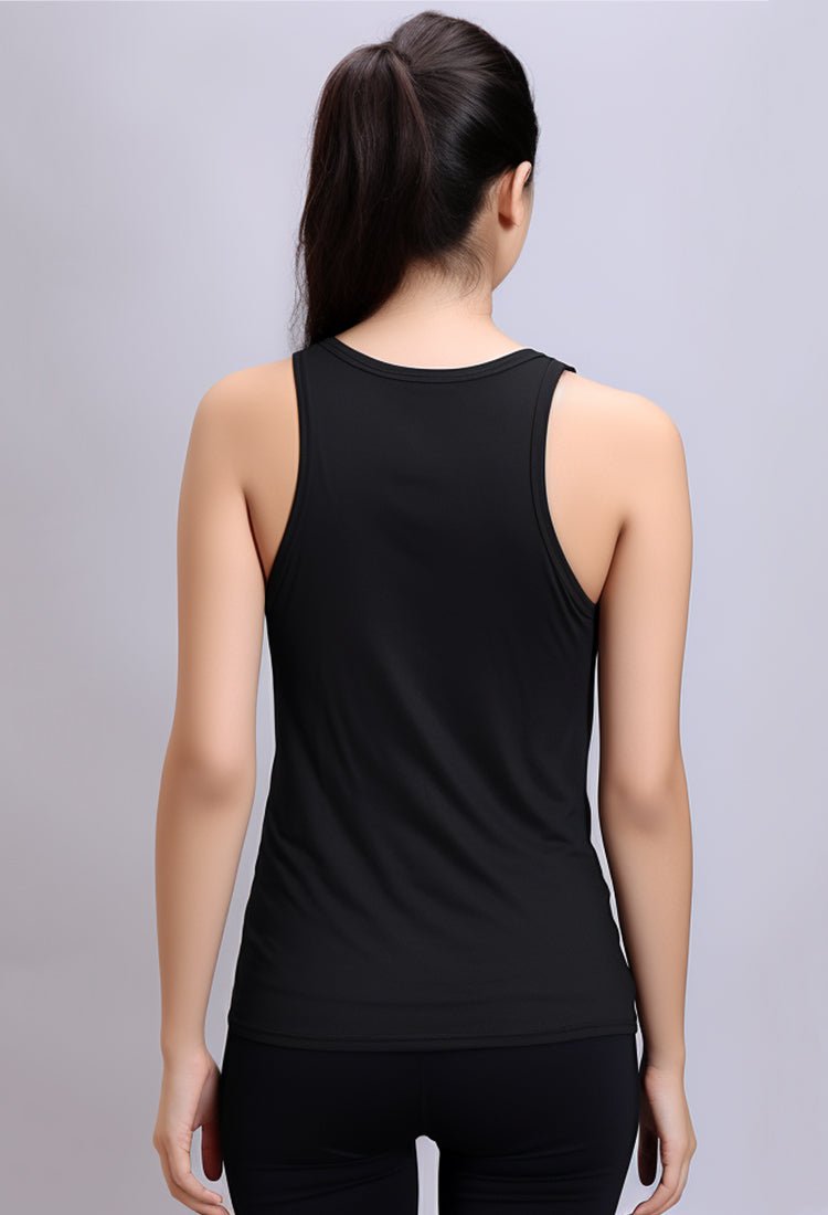 LSB65 tank top kutung wanita dri fit sleeveless gym running olahraga "td tiny waist" hitam