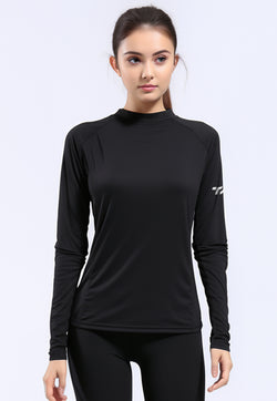 LSB76 baju olahraga drifit tangan panjang wanita hitam inner sport "td delts" black