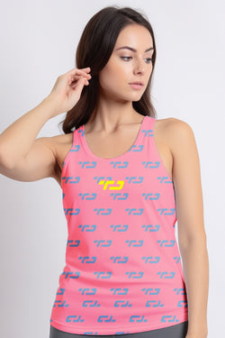 LSB81 baju olahraga drifit kutung "Td dark bubble gum" tanpa lengan tank top pink fushia biru muda kuning