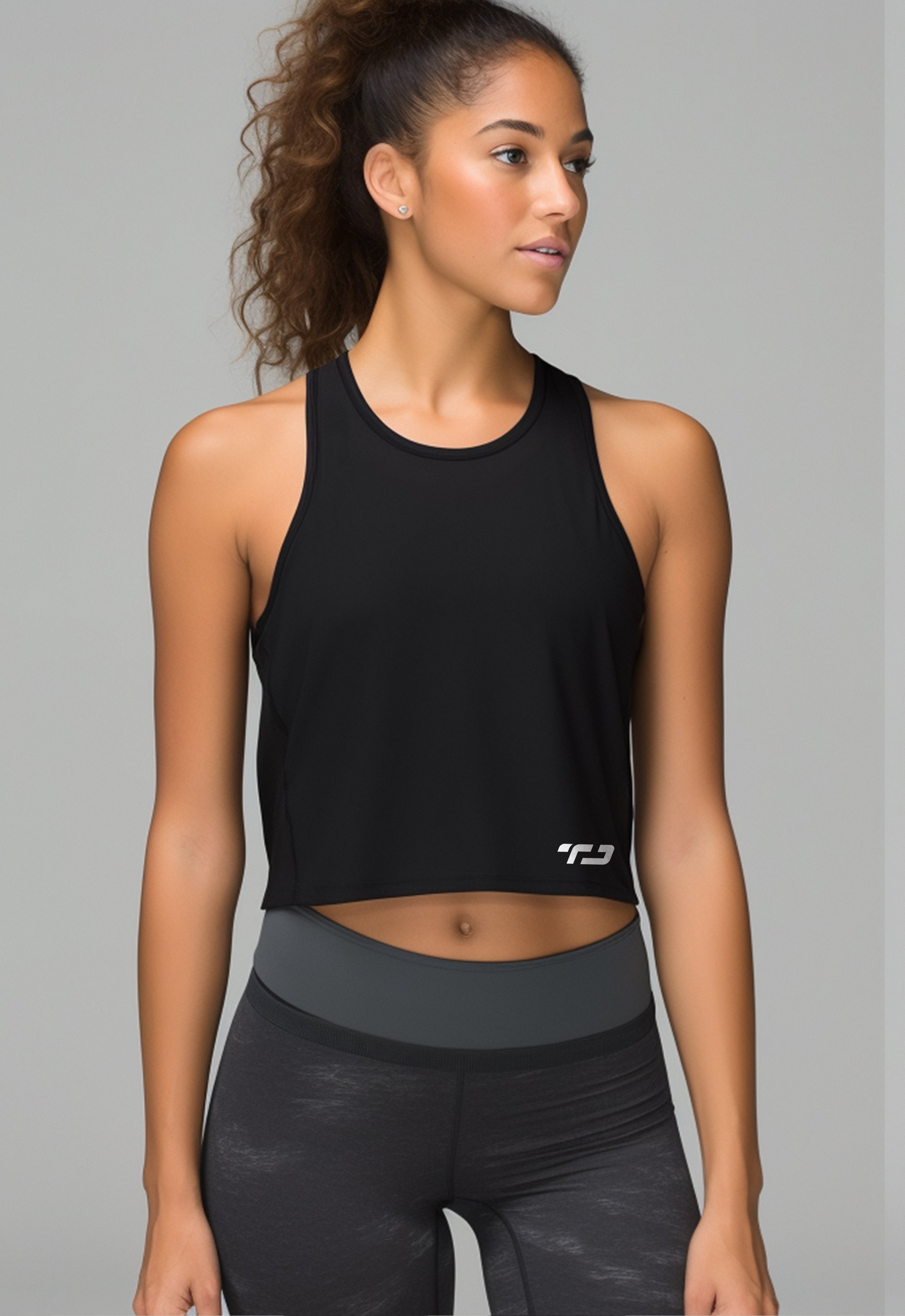 LSB92 Crop Tank Top Olahraga Gym Hitam nanoamid 