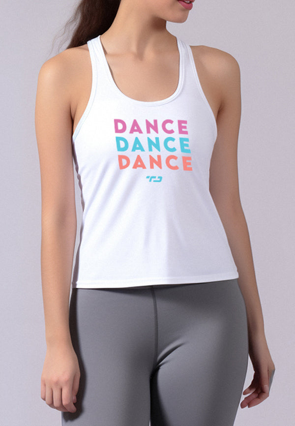 LSB98 Kaos Tank Top Zumba Dance Crop Instacool "dance 3x" Putih