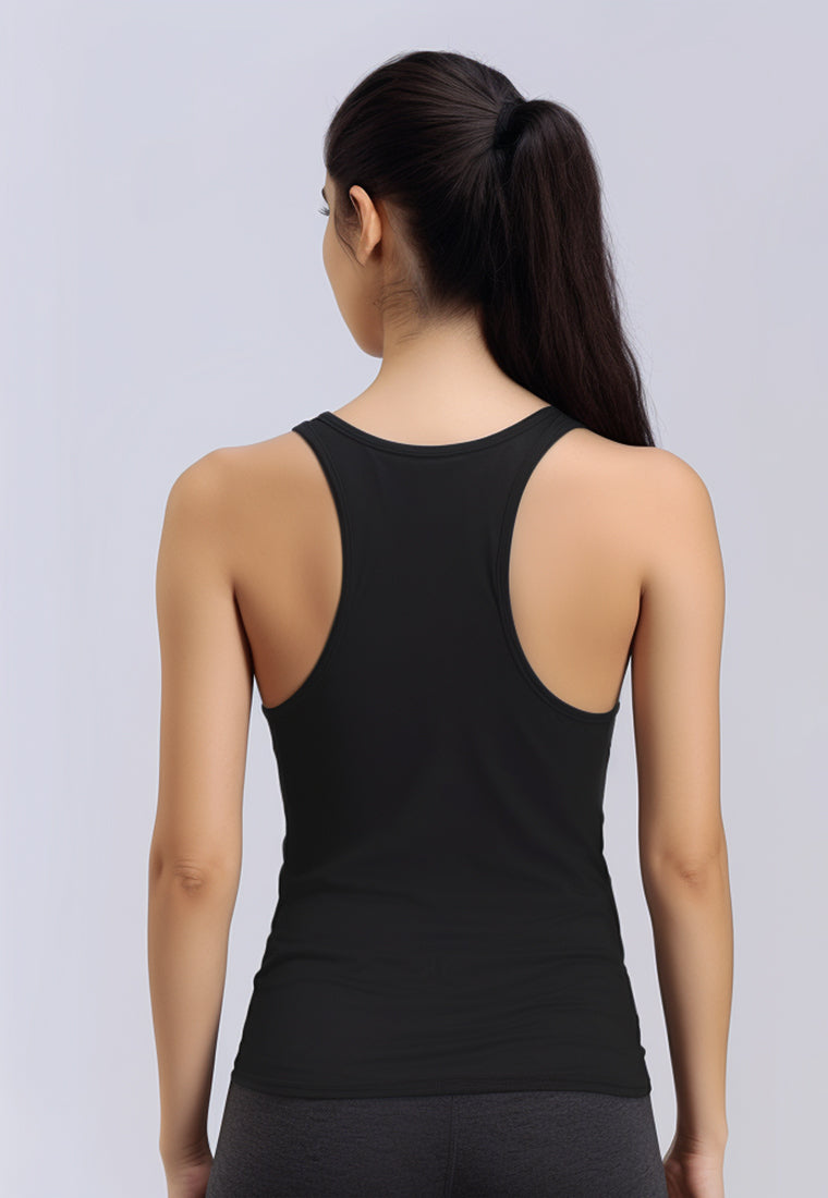 LSC19 Tank top olahraga wanita kutung sleeveless lari jogging running "rise and run" drifit hitam