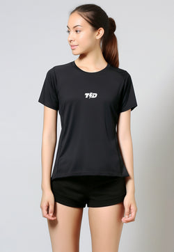 LSC24 Kaos Lari Wanita Lengan Pendek instadry "td bolt logo kecil" hitam