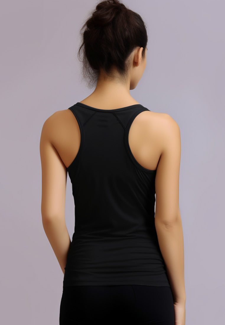 LSC34 Kutung Tank Top Wanita Olahraga Gym drifit "td logo hitam" hitam