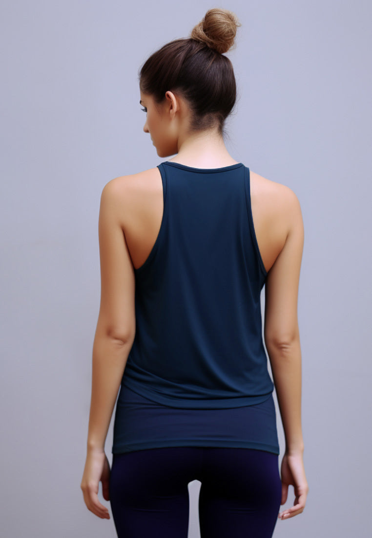 LSC36 Kutung Tank Top Wanita Olahraga Gym drifit "td logo hitam" navy