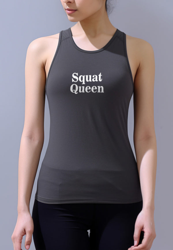 LSC38 Kutung Tank Top Gym Wanita "squat queen" abu tua