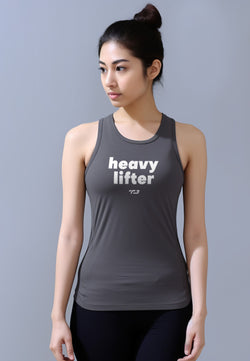 LSC41 Kutung Tank Top Gym Wanita "heavy lifter" abu tua