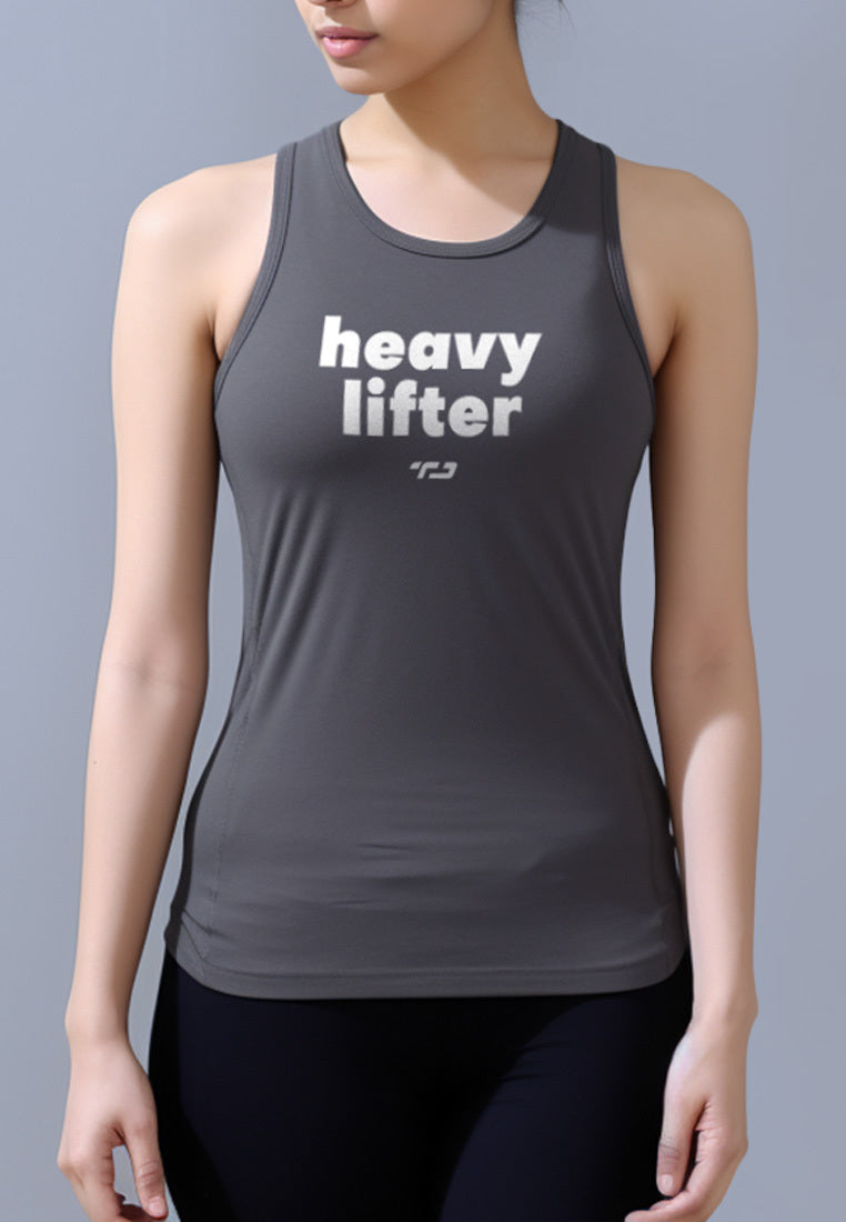 LSC41 Kutung Tank Top Gym Wanita "heavy lifter" abu tua