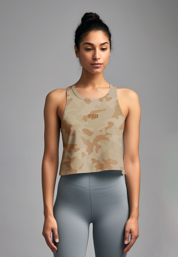 LSC47 Crop Tank Top Olahraga Camo Warna Sand Brown SuperAirDry Lite