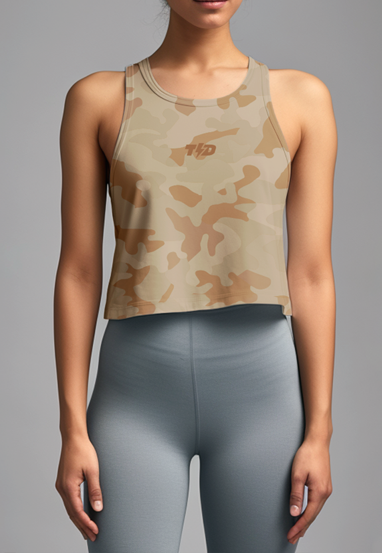 LSC47 Crop Tank Top Olahraga Camo Warna Sand Brown SuperAirDry Lite