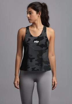 LSC60 Crop Tank Top Olahraga Camo SuperAirDry Lite Warna Hitam