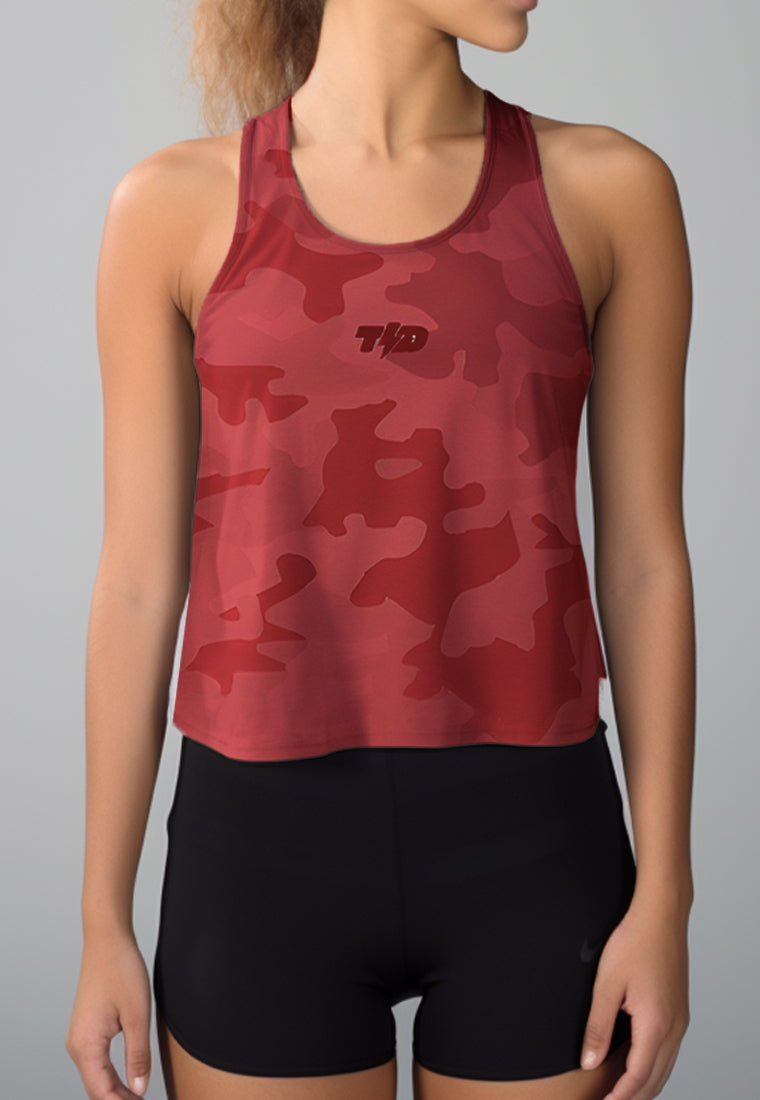 LSC65 Crop Tank Top Olahraga Camo SuperAirDry Lite Warna Ruby Red