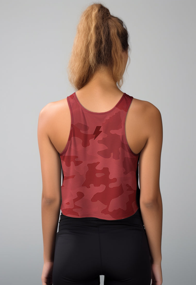 LSC65 Crop Tank Top Olahraga Camo SuperAirDry Lite Warna Ruby Red