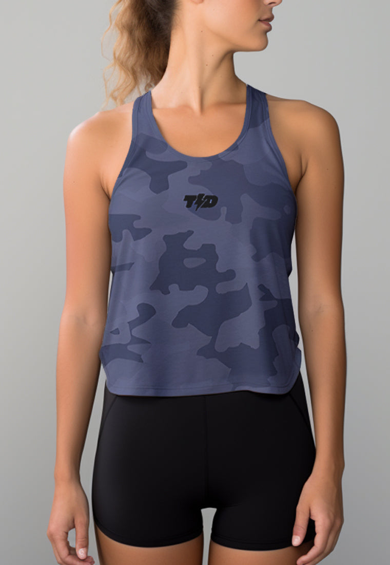 LSC66 Crop Tank Top Olahraga Camo SuperAirDry Lite Warna Ash Blue