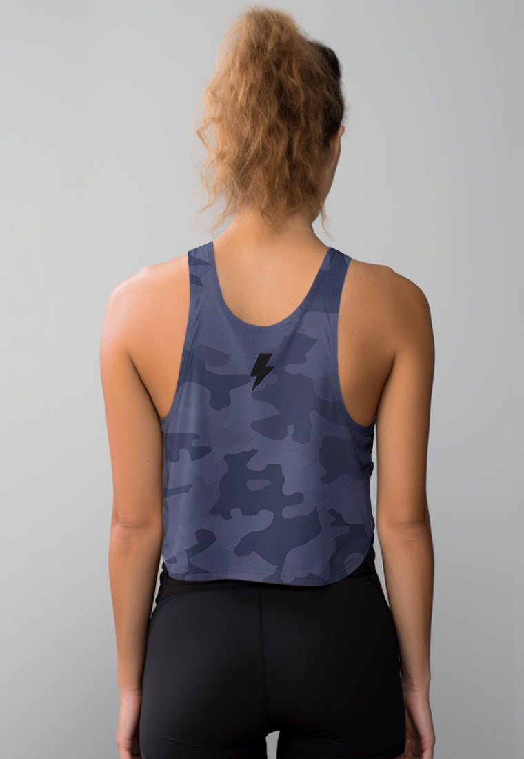 LSC66 Crop Tank Top Olahraga Camo SuperAirDry Lite Warna Ash Blue