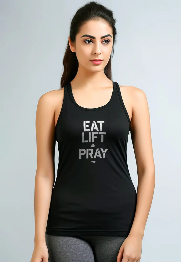 LSC86 atasan gym wanita "eat lift pray" hitam