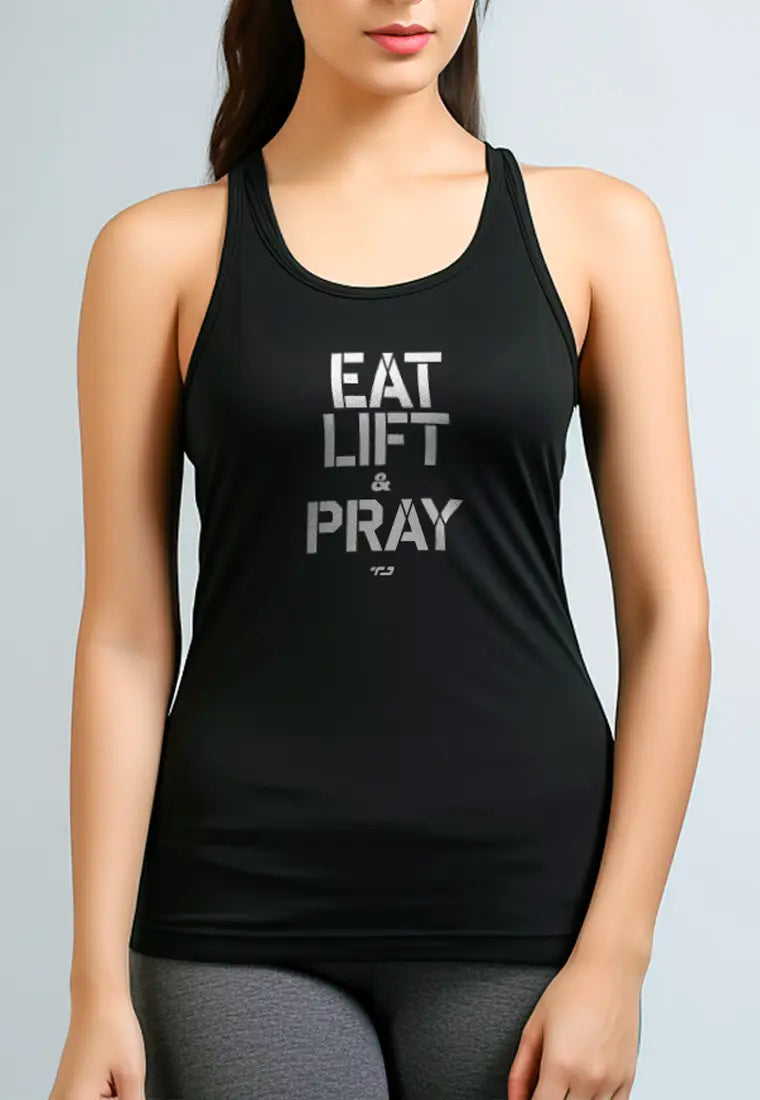 LSC86 atasan gym wanita "eat lift pray" hitam