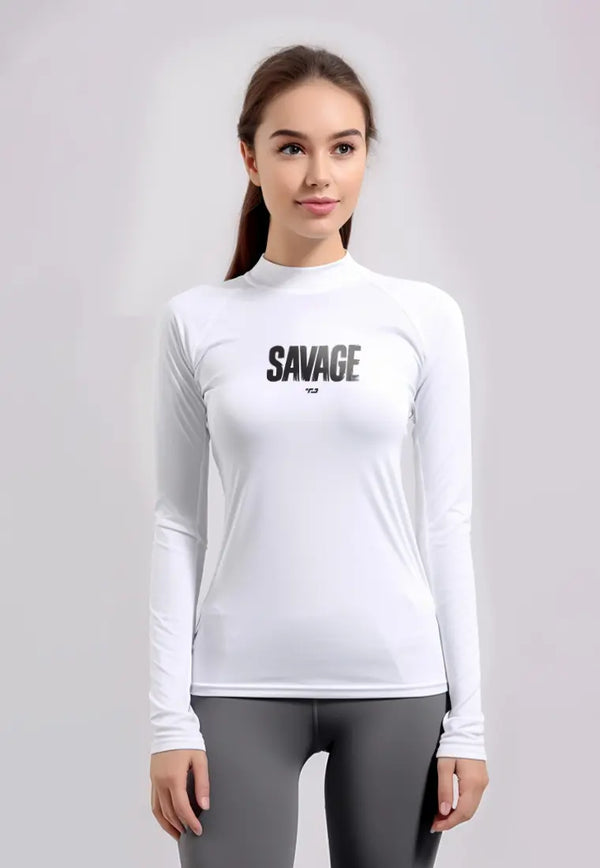 LSD08 baju manset olahraga wanita stretch "savage" putih