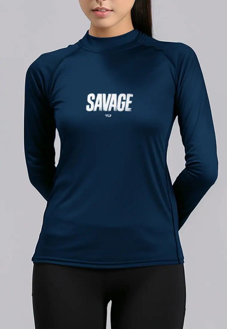 LSD10 baju manset olahraga wanita stretch "savage" navy