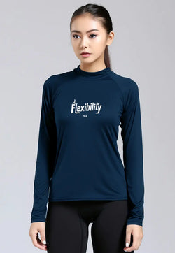 LSD21 baju pilates lengan panjang stretch jersey "flexibility" navy