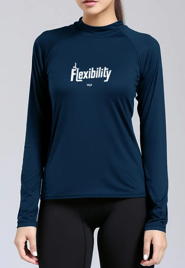 LSD21 baju pilates lengan panjang stretch jersey "flexibility" navy