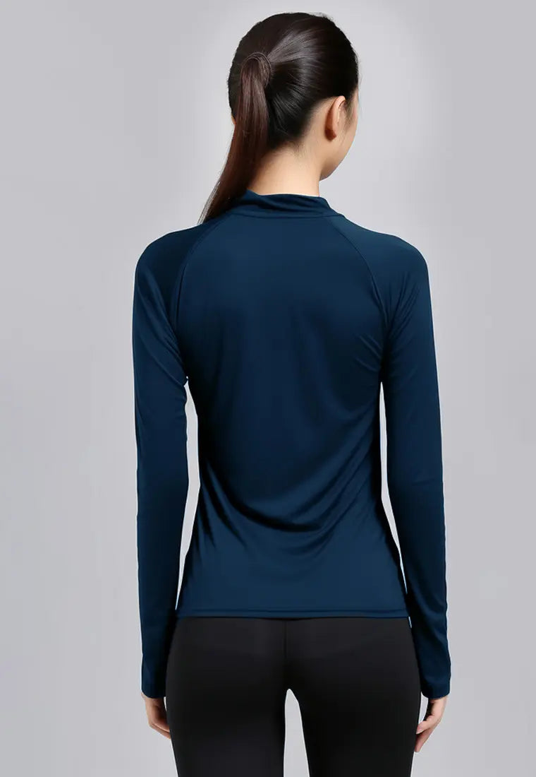 LSD21 baju pilates lengan panjang stretch jersey "flexibility" navy