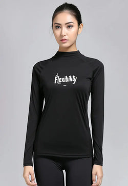 LSD22 baju pilates lengan panjang stretch jersey "flexibility" hitam