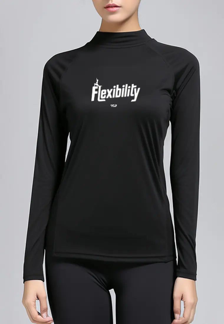 LSD22 baju pilates lengan panjang stretch jersey "flexibility" hitam