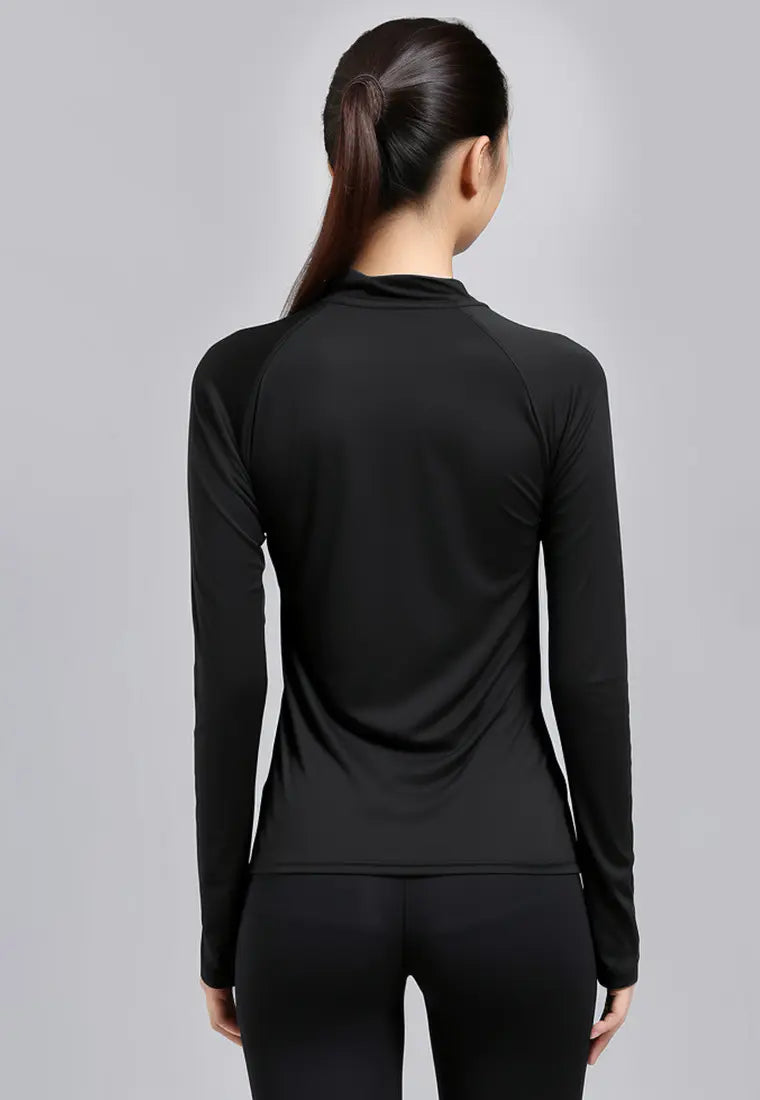 LSD22 baju pilates lengan panjang stretch jersey "flexibility" hitam