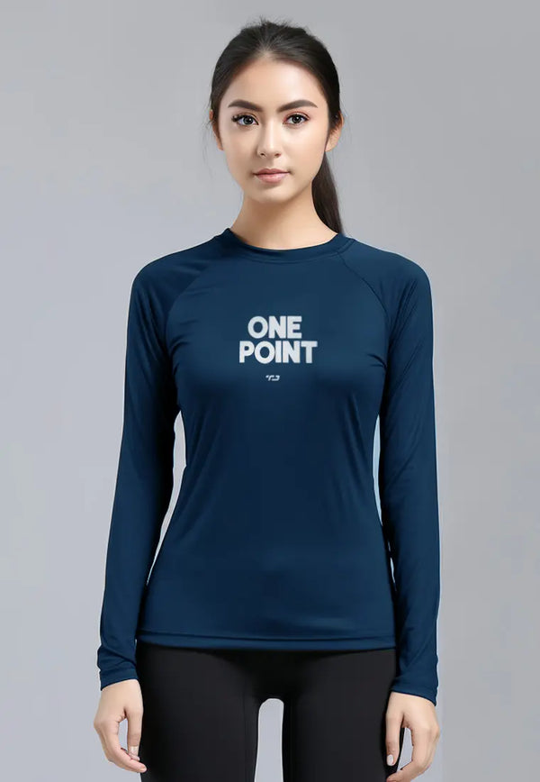 LSD25 atasan gym wanita lengan panjang bahan jersey stretch "one point" navy