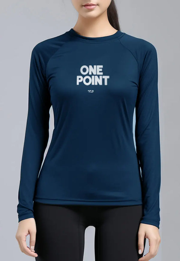 LSD25 atasan gym wanita lengan panjang bahan jersey stretch "one point" navy