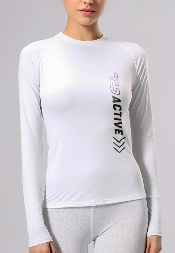 LSD26 baju gym lengan panjang stretch jersey "td active outline forward" putih