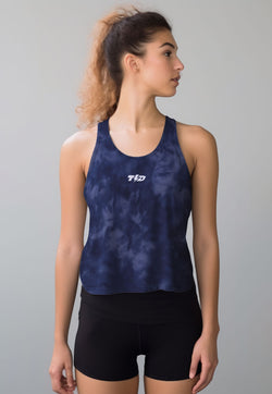 LSD37 Tanktop Crop Gym Weight Lifting "tie dye navy" superairdrylite