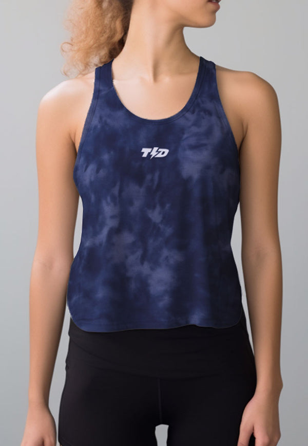 LSD37 Tanktop Crop Gym Weight Lifting "tie dye navy" superairdrylite