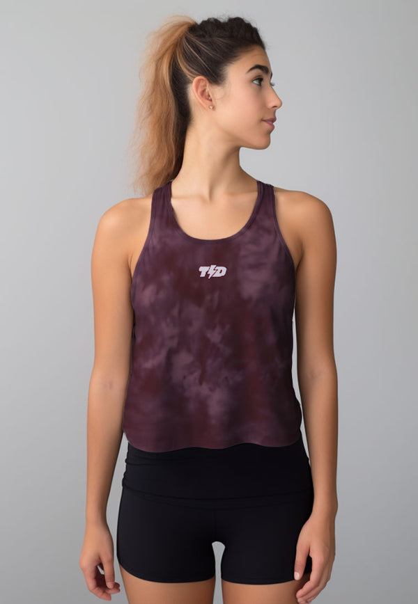 LSD38 Tanktop Crop Gym Weight Lifting "tie dye maroon" superairdrylite