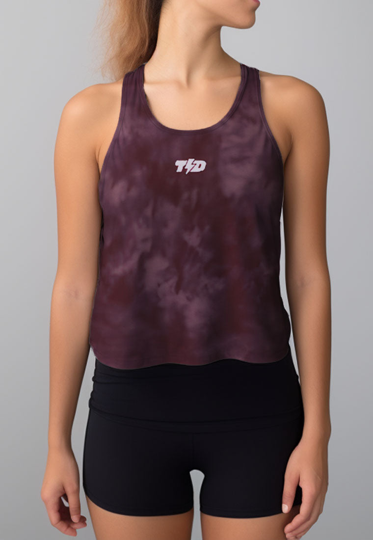 LSD38 Tanktop Crop Gym Weight Lifting "tie dye maroon" superairdrylite