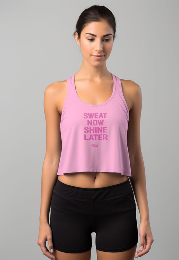 LSD49 Tank Top Crop Pink UAT "sweat now shine later"  Td Active